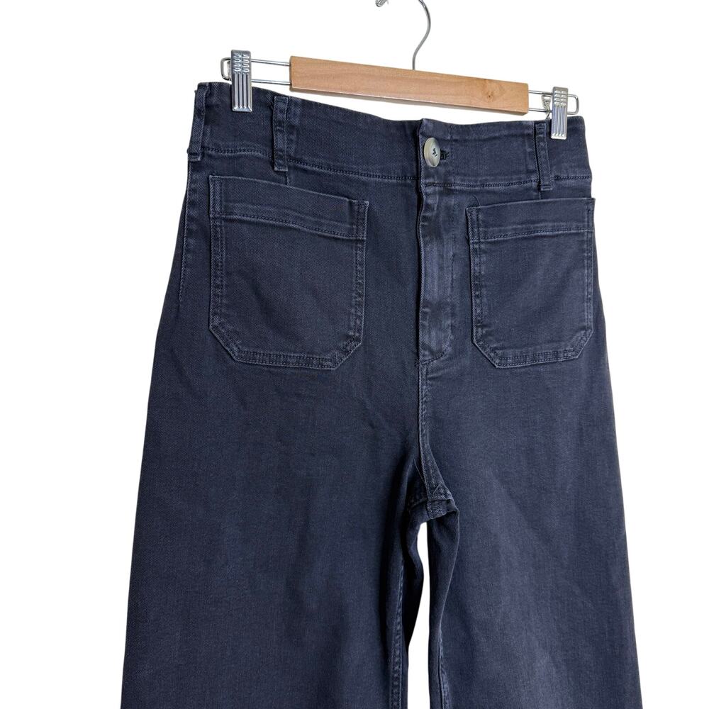 NEW Anthropologie Maeve The Colette High-Rise Crop Wide-Leg Jeans Black Size 29 - Picture 4 of 7